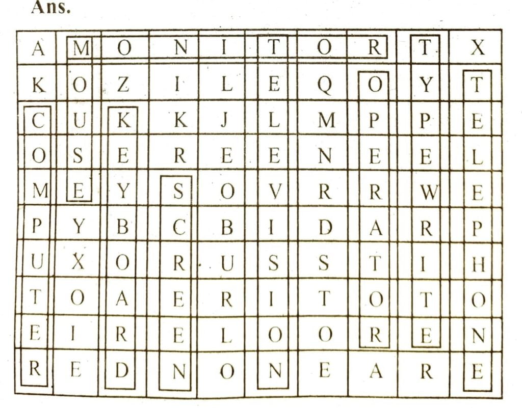 2. Circle the words hidden in the grid. One is done for you answer