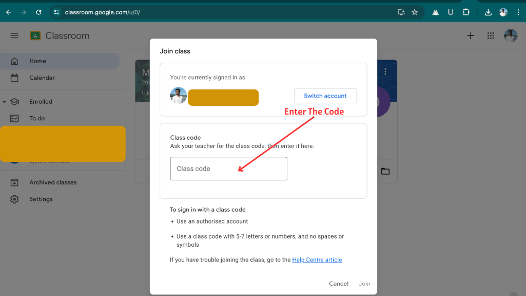 Select "Join class."