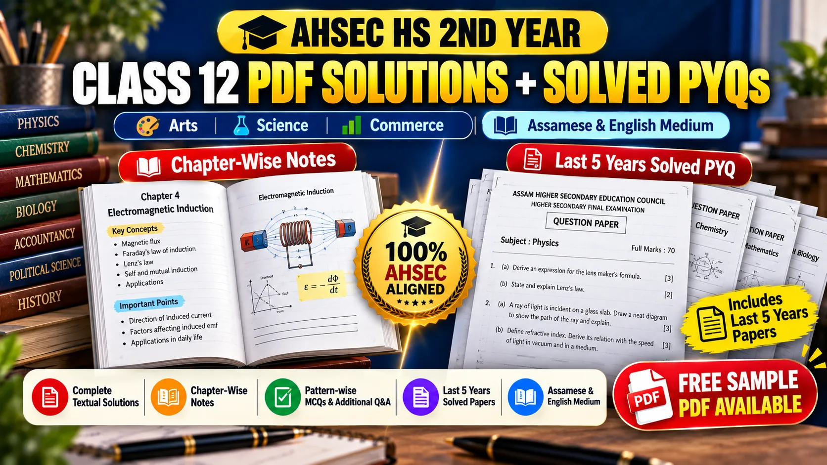 AHSEC Class 12 PDF Solutions with PYQ Solved